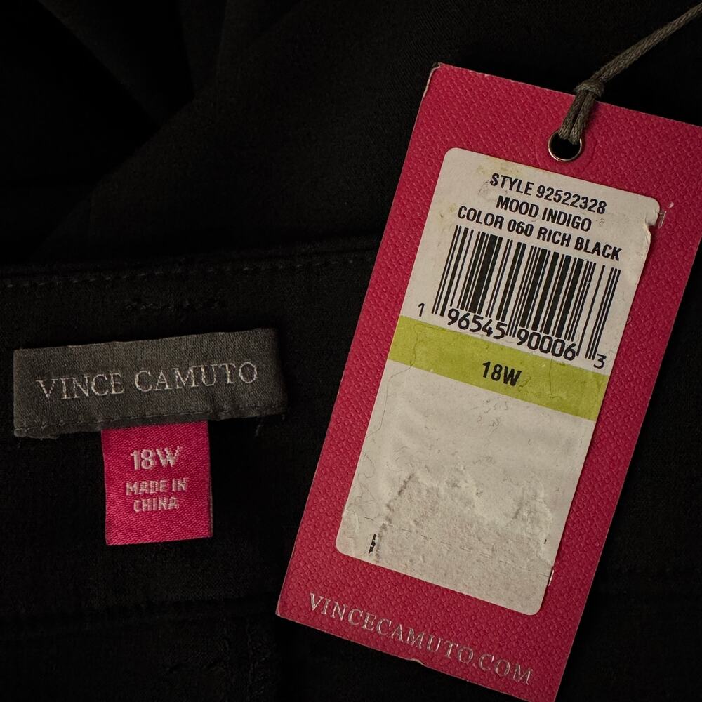 Vince Camuto SZ 18W Dress Pants Wide Leg Stretch Belted Side Zip Pockets Black - Picture 5 of 6